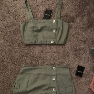 Two piece crop top and skirt set